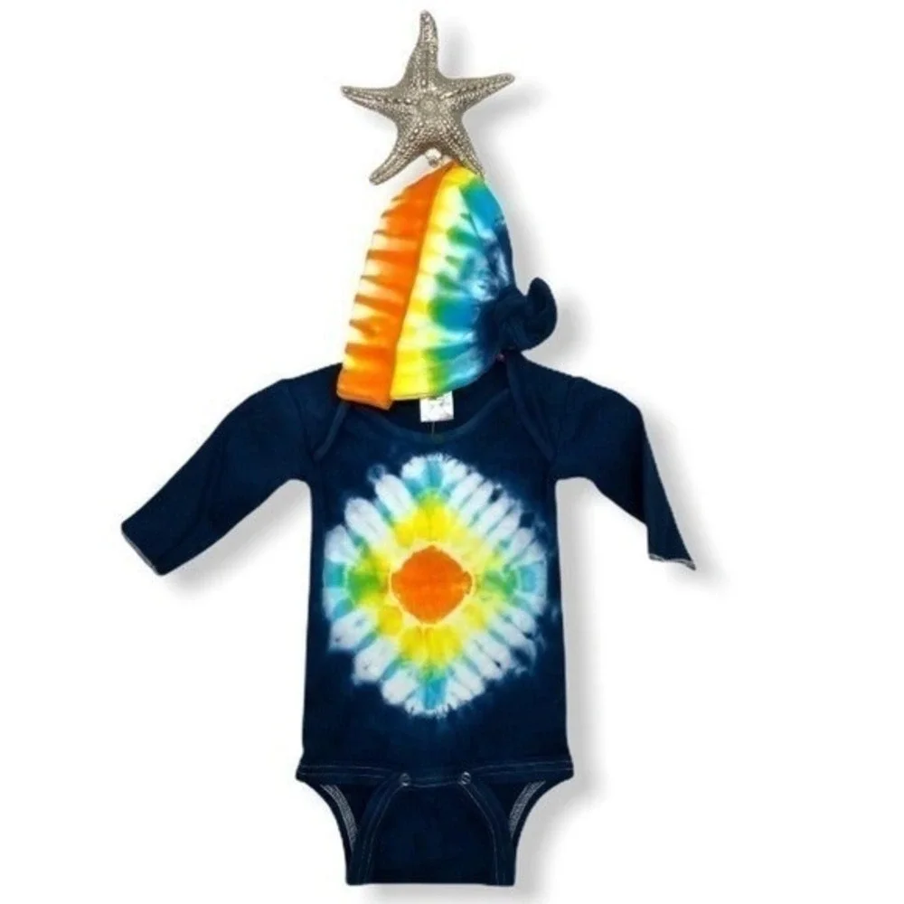 NWT Preemie (4 - 6 Pounds) Tie‎ Dye By Tiny Bundles Bodysuit w Hat